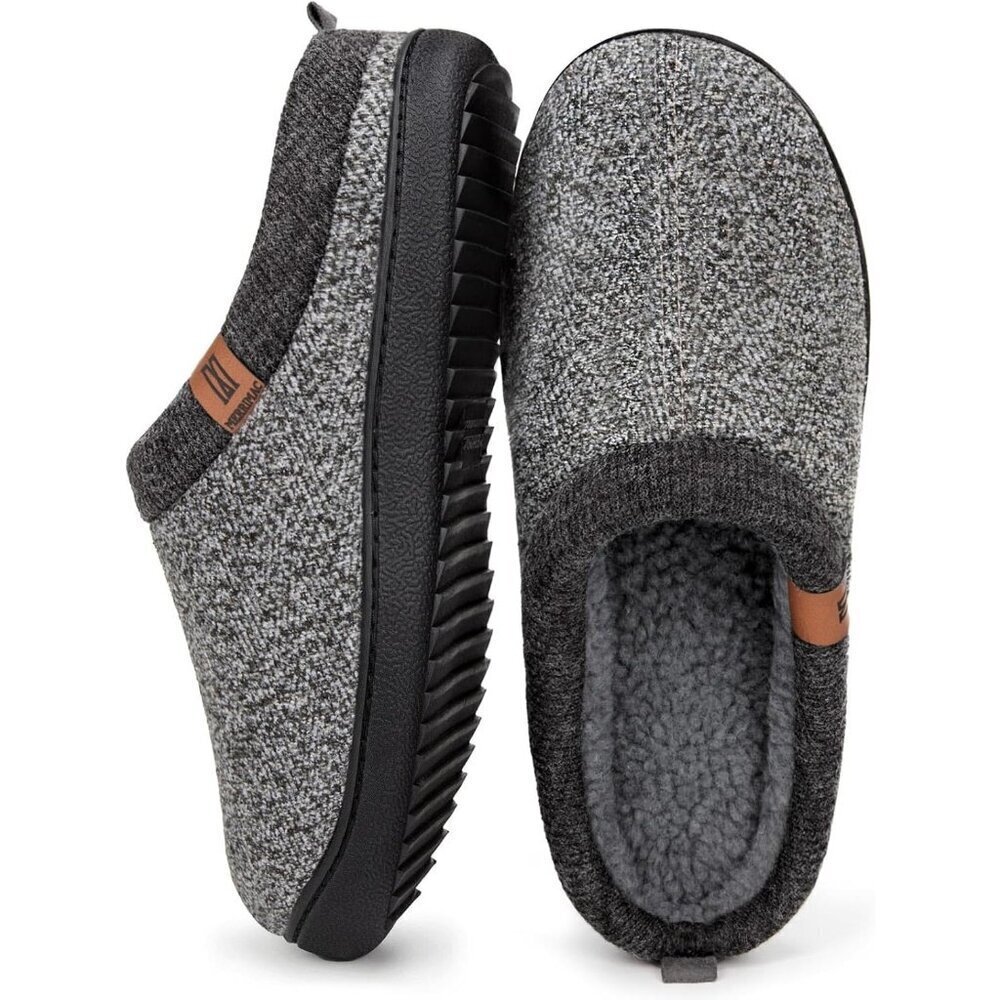 🆕Men's Grey Slip-on Slippers Comfy Memory Foam Closed-Toe Indoor House Shoes - Picture 3 of 10